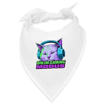 Gaming-Modus Katze mit Kopfhörer - Bandana - Weiß - Vorne