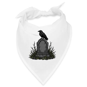 Halloween Grabstein Rabe Friedhof Grusel Shirt - Bandana - Weiß - Vorne