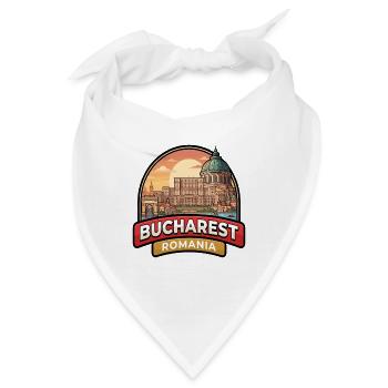 Bukarest Rumänien Reiseabzeichen Parlament Stadtkunst - Bandana - Weiß - Vorne