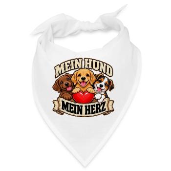 Mein Hund Mein Herz – Hundeliebe - Bandana - Weiß - Vorne