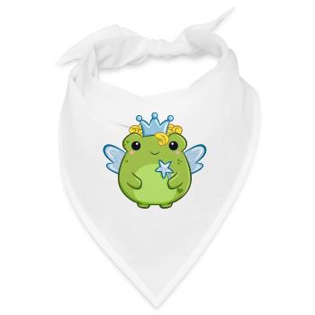 Süßer Frosch als gute Fee mit blauen Flügeln  - Bandana - Weiß - Vorne