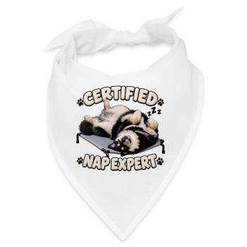 Zertifizierter Nickerchen-Experte – Finnischer Lapphund - Bandana - Weiß - Vorne