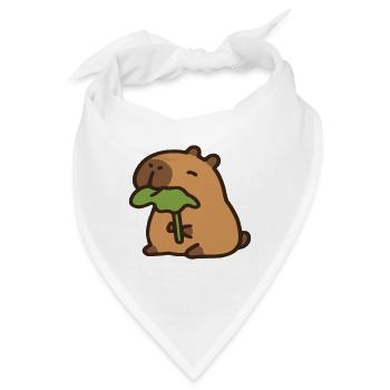 Niedliche Kapybara isst Blatt - Bandana - Weiß - Vorne