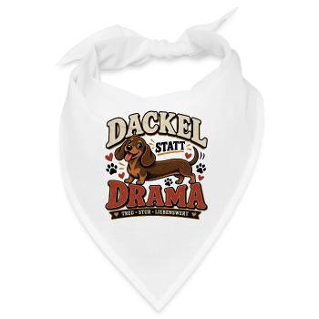 Dackel statt Drama – Lustiges Dackel Design - Bandana - Weiß - Vorne
