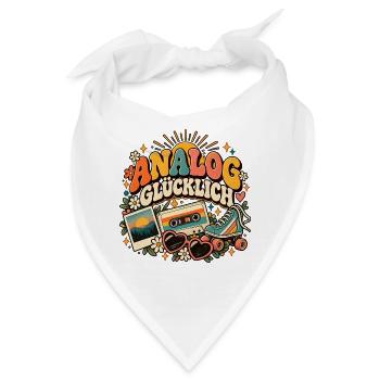 Analog glücklich – Retro Shirt für Nostalgie-Fans - Bandana - Weiß - Vorne
