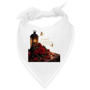 Ich will glauben: Rosenlaterne - Bandana - Weiß - Vorne