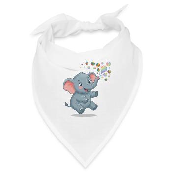 Kleiner Elefant bläst Blasen, Illustration - Bandana - Weiß - Vorne