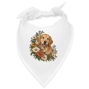 Golden Retriever im Wildblumenkranz - Bandana - Weiß - Vorne