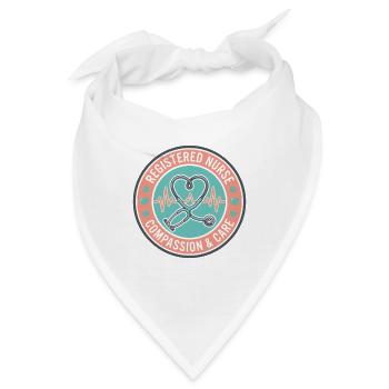 Herzabzeichen mit Stethoskop für registrierte Krankenschwestern - Bandana - Weiß - Vorne