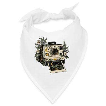 Vintage Kamera mit Blüten Mondlicht - Bandana - Weiß - Vorne