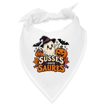 Süßes oder Saures Halloween Geist Kürbis Design - Bandana - Weiß - Vorne
