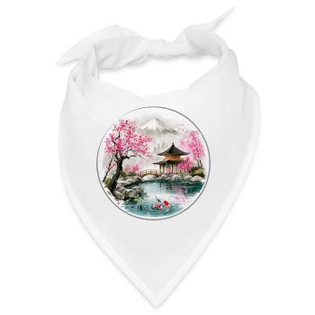 Japanischer Teich im Kirschblüten-Pavillon - Bandana - Weiß - Vorne