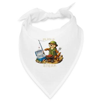 Lustiges Anglermotiv – Plan B Steak - Bandana - Weiß - Vorne