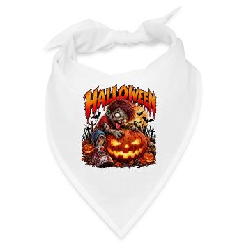 Zombie-Kind am Halloween-Pumpkin - Bandana - Weiß - Vorne