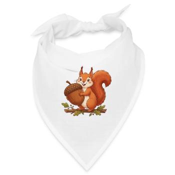 Süßes Eichhörnchen mit Eichel - Bandana - Weiß - Vorne