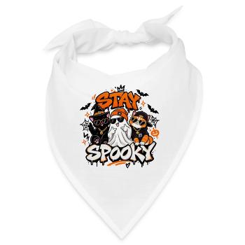 Stay Spooky Halloween Cats & Ghost Streetwear #cat - Bandana - Weiß - Vorne