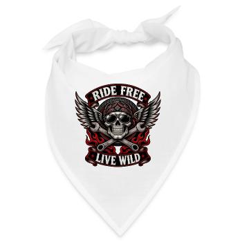 Ride Free Live Wild Skull - Bandana - Weiß - Vorne