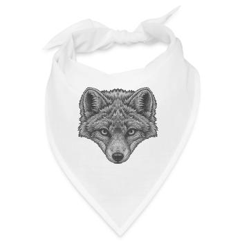 graues polarfuchs gesicht, Linienkunst Schwarzweiß - Bandana - Weiß - Vorne