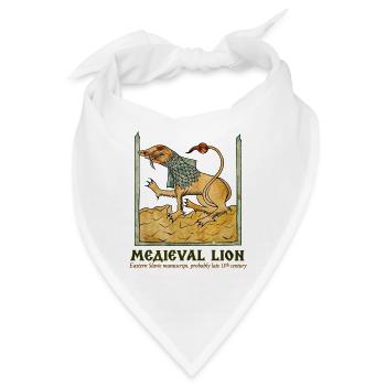 MITTELALTERLICHES LÖWEN-Ostslawisches Manuskript - Bandana - Weiß - Vorne