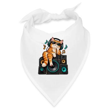KatzenDJ auf Lautsprechern - Bandana - Weiß - Vorne