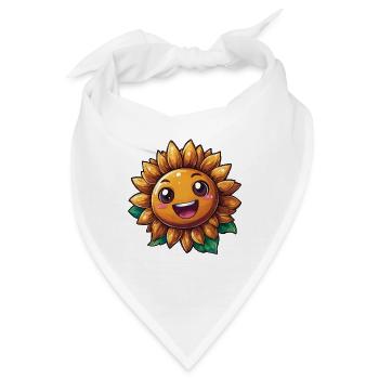 Sonnenblume mit freundlichem Lächeln - Bandana - Weiß - Vorne