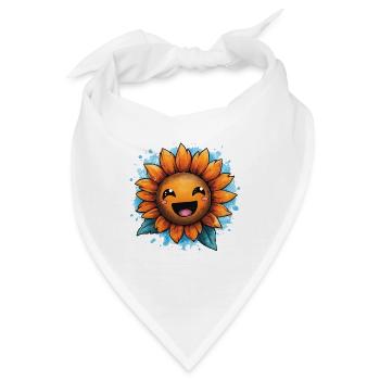 Lächelnde Sonnenblume - Bandana - Weiß - Vorne