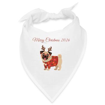 Merry Christmas 2026 Mops Weihnachten Hund - Bandana - Weiß - Vorne