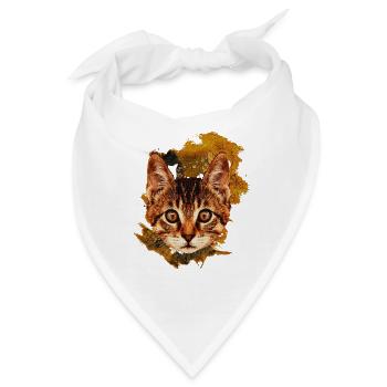 Aquarell kätzchen Farbspritzer Portrait - Bandana - Weiß - Vorne
