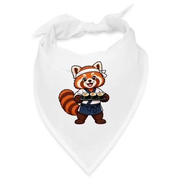 Red Panda Sushi-Koch mit Sushi-Rollen - Bandana - Weiß - Vorne
