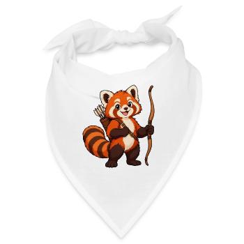 Bogenschießen Roter Panda mit Bogen und Köcher - Bandana - Weiß - Vorne