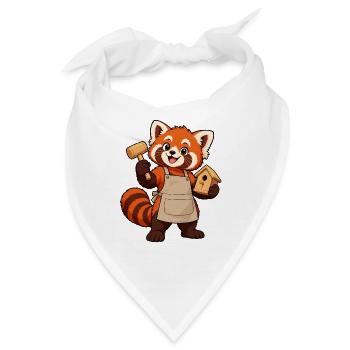 Holzbearbeitung Rotpanda mit Vogelhaus - Bandana - Weiß - Vorne