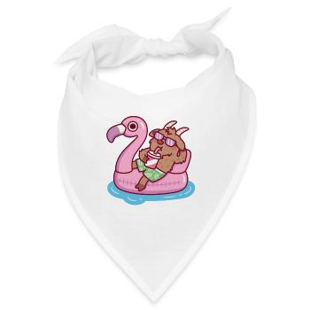 Ziege entspannt sich im Flamingo-Pool-Floatsommer - Bandana - Weiß - Vorne