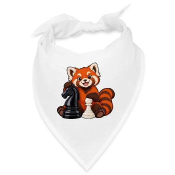 Schachroter Panda mit Springer und Bauer - Bandana - Weiß - Vorne