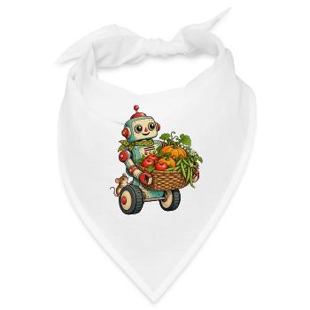 Ernteroboter mit Obstkorb - Bandana - Weiß - Vorne