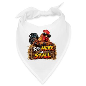 Der Herr im Stall – peppiger Hahn - Bandana - Weiß - Vorne