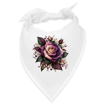 Lila Rosenblüte Floral Bouquet - Bandana - Weiß - Vorne