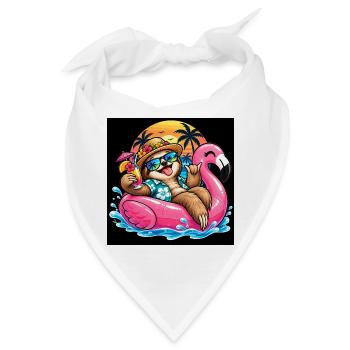 Träulheitsurlauber auf Flamingo - Bandana - Weiß - Vorne