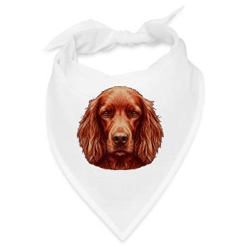 Kupferroter Irish Setter Hunde Porträt Kunst - Bandana - Weiß - Vorne