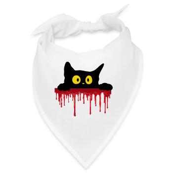 Unheimliche schwarze Katze - Bandana - Weiß - Vorne
