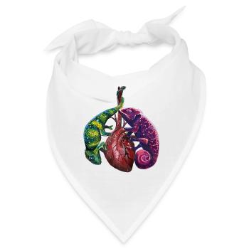 Chamäleons auf menschlichem Herz - Bandana - Weiß - Vorne