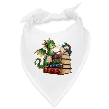 Drachenlesezauber auf Bücherstapel - Bandana - Weiß - Vorne
