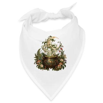 Mystischer Mondkessel im Kräuterwald - Bandana - Weiß - Vorne