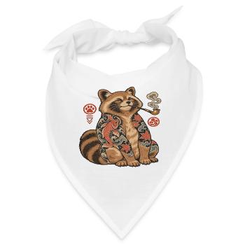Katzenkoi Tattoo mit Pfeife - Bandana - Weiß - Vorne