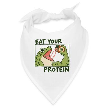 Lustig: Eß deinen Protein-Gym-Frosch - Bandana - Weiß - Vorne