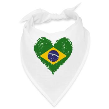 Brasilien Herzflagge Grunge - Bandana - Weiß - Vorne