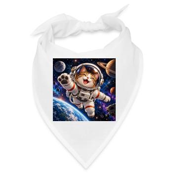 Katzenastronaut im All - Bandana - Weiß - Vorne