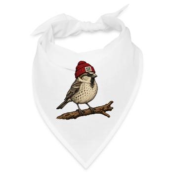 Spatz mit Mütze - FCK NZS - Statement gegen Rechts - Bandana - Weiß - Vorne