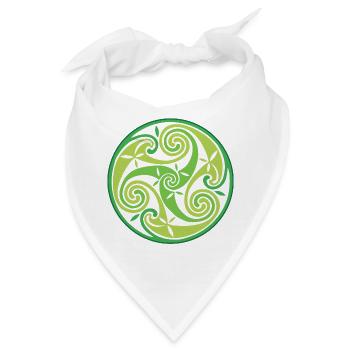 Grünes keltisches Triskel - Bandana - Weiß - Vorne