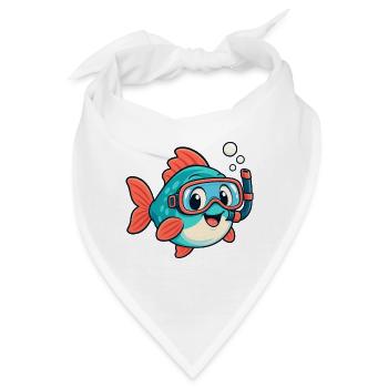 Fisch mit Schnorchel - Bandana - Weiß - Vorne