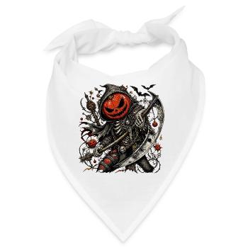 Kürbiskopf-Sensenmann mit Axt - Bandana - Weiß - Vorne